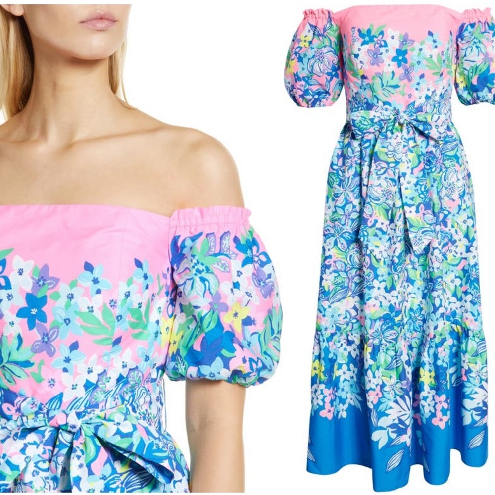 🔥NWT Lily Pulitzer off the shoulder dress🔥 - Picture 2 of 3